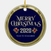 Frohe Weihnachten 2020 funkelnde Glitzer Typografi Keramik Ornament (Hinten)
