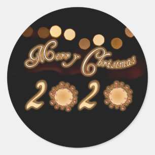 Frohe Weihnachten 2020 in Zeiten von Corona! Runder Aufkleber