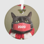 Frohe Weihnachten 2020 Katze in Covid Gesicht Mask Ornament (Rückseite)