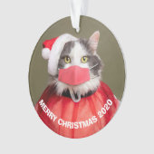Frohe Weihnachten 2020 Katze in Weihnachtsmannmütz Ornament (Vorderseite)