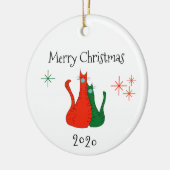 Frohe Weihnachten 2020 Katzen Covid Gesichtsmasken Keramik Ornament (Links)