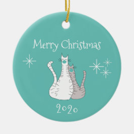 Frohe Weihnachten 2020 Katzen Trendy Aquamarine Ge Keramik Ornament