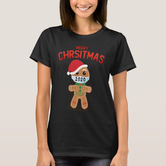 Frohe Weihnachten 2020 Lebkuchen in Gesichtsmaske  T-Shirt (Vorderseite)