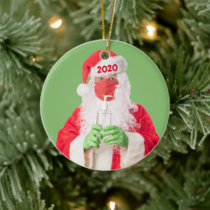 Frohe Weihnachten 2020 Santa Hand Sanitäter TP Keramik Ornament