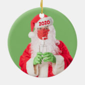 Frohe Weihnachten 2020 Santa Hand Sanitäter TP Keramik Ornament (Hinten)