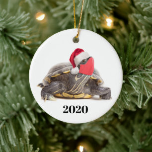 Frohe Weihnachten 2020 Schildkröte im Gesicht Mas Keramik Ornament