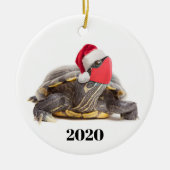 Frohe Weihnachten 2020 Schildkröte im Gesicht Mask Keramik Ornament (Vorne)