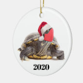 Frohe Weihnachten 2020 Schildkröte im Gesicht Mask Keramik Ornament (Links)
