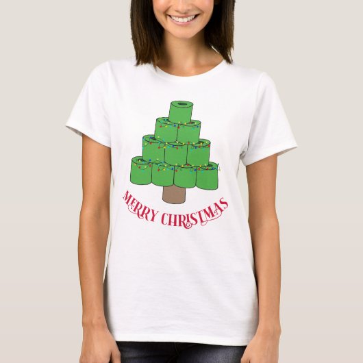 Frohe Weihnachten 2020 Toilettenpapier Baum Funny T-Shirt (Vorderseite)