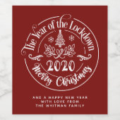 Frohe Weihnachten 2020 Weißes Rot Weinetikett (Einzelnes Label)