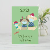 Frohe Weihnachten 2021 Covid Niedlich Hunde Ruff J (Stehend Vorderseite)