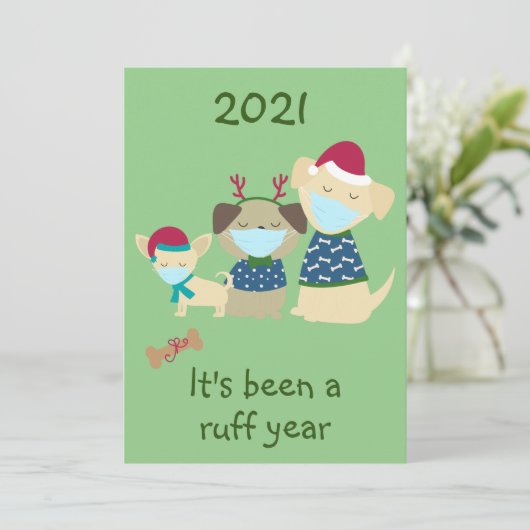 Frohe Weihnachten 2021 Covid Niedlich Hunde Ruff J (Stehend Vorderseite)