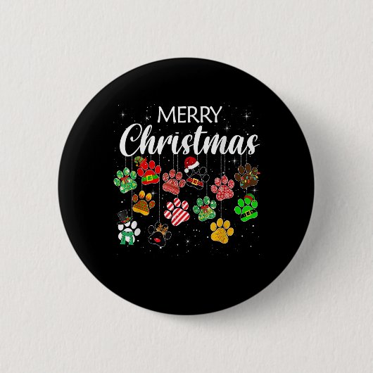 Frohe Weihnachten 2021 Dog Paw Print Buffalo Karie Button (Vorderseite)
