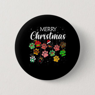 Frohe Weihnachten 2021 Dog Paw Print Buffalo Karie Button