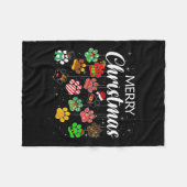 Frohe Weihnachten 2021 Dog Paw Print Buffalo Karie Fleecedecke (Vorderseite (Horizontal))