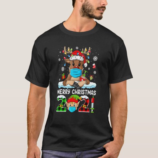 Frohe Weihnachten 2021 Familie Reindeer Santa Paja T-Shirt (Vorderseite)