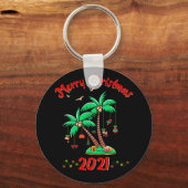 Frohe Weihnachten 2021 Palmen Tree Ornament Tropic Schlüsselanhänger (Vorderseite)