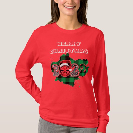 Frohe Weihnachten 2022 Holiday langen Ärmel T - Sh T-Shirt (Vorderseite)