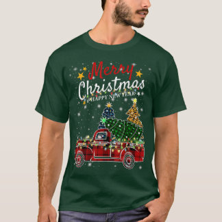 Frohe Weihnachten 2022 Leopard Buffalo Red Kariert T-Shirt