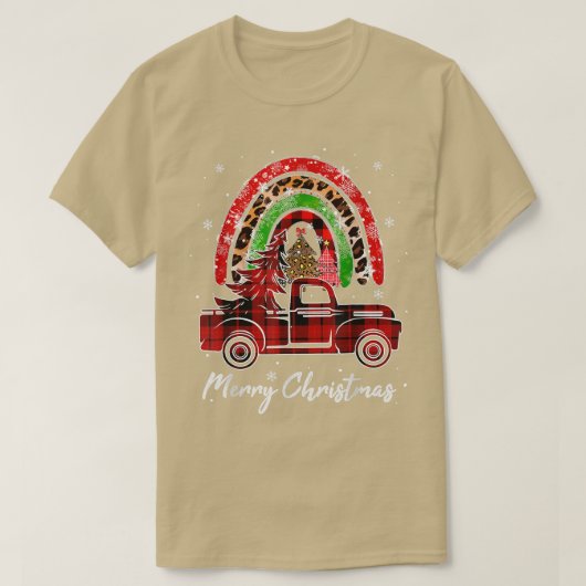 Frohe Weihnachten 2022 Leopard Buffalo Truck Tree T-Shirt (Design vorne)