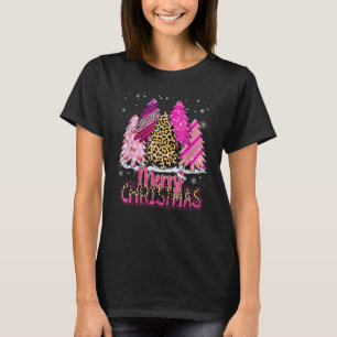 Frohe Weihnachten 2022 Pink Tree Christmas Leopard T-Shirt