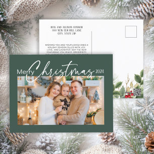 Frohe Weihnachten 2024 Foto Elegant Script Green