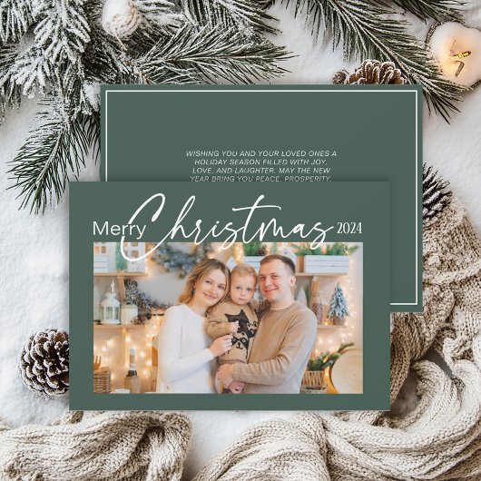 Frohe Weihnachten 2024 Foto Elegant Script Green