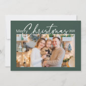 Frohe Weihnachten 2024 Foto Elegant Script Green (Vorderseite)
