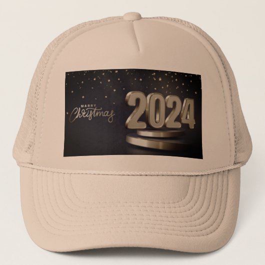 Frohe Weihnachten 2024 Printed Festive Mood Khaki Truckerkappe (Vorderseite)