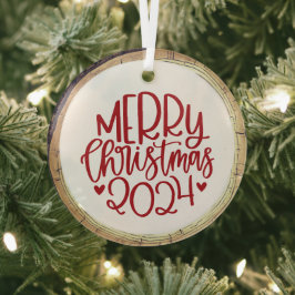 Frohe Weihnachten 2024 Rot Ornament Aus Glas