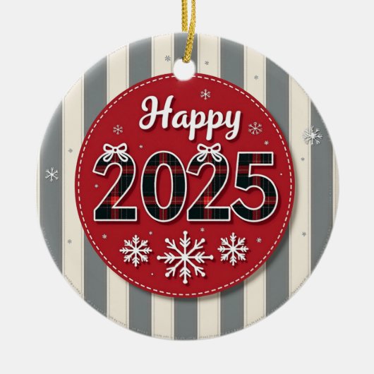 Frohe Weihnachten 2025 Keramik Ornament (Vorne)
