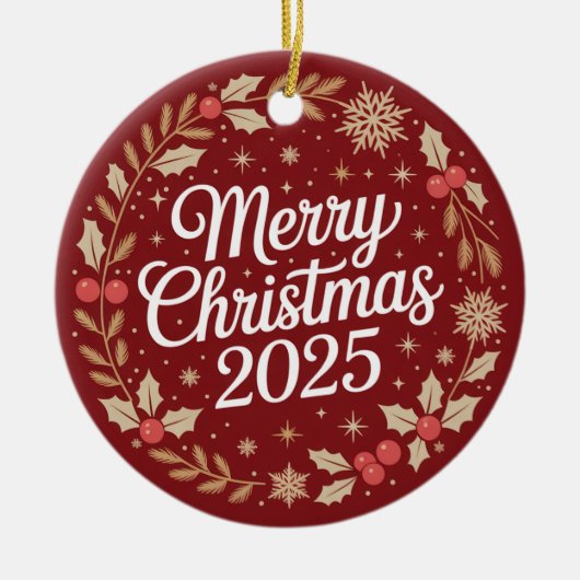 Frohe Weihnachten 2025 Keramik Ornament (Vorne)