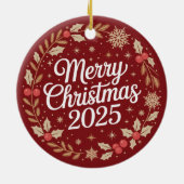 Frohe Weihnachten 2025 Keramik Ornament (Hinten)