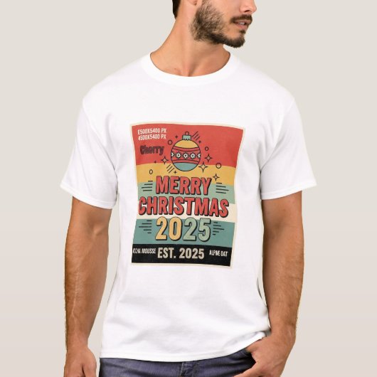 Frohe Weihnachten 2025 Retro-Ornament-T-Shirt T-Shirt (Vorderseite)