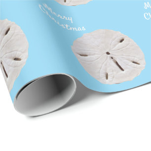Frohe Weihnachten 2025 Sanddollar Muster Blue Beac Geschenkpapier