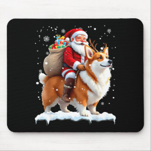 Frohe Weihnachten 2025 Santa reitet Corgi Hund Xma Mousepad