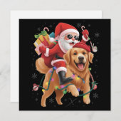 Frohe Weihnachten 2025 Santa reitet Golden Retriev (Vorne/Hinten)