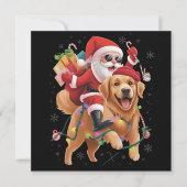 Frohe Weihnachten 2025 Santa reitet Golden Retriev (Vorderseite)