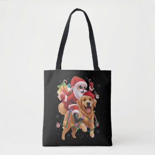 Frohe Weihnachten 2025 Santa reitet Golden Retriev Tasche