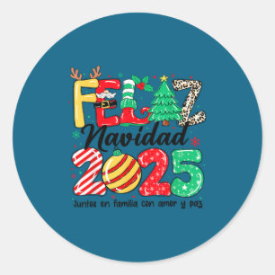 Frohe Weihnachten 2025 Spanisches Weihnachten Mexi Runder Aufkleber