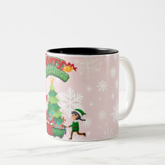 Frohe Weihnachten 2025 Zweifarbige Tasse (VorderseiteRechts)