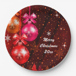 Frohe Weihnachten 20XX Hinzufügen Text Jahr Rosa b Pappteller