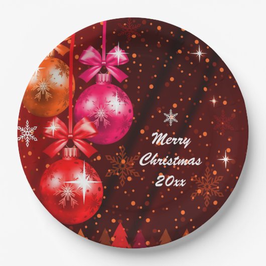 Frohe Weihnachten 20XX Hinzufügen Text Jahr Rosa b Pappteller (Vorderseite)