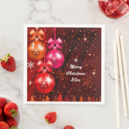 Frohe Weihnachten 20XX Hinzufügen Text Jahr Rosa b Serviette