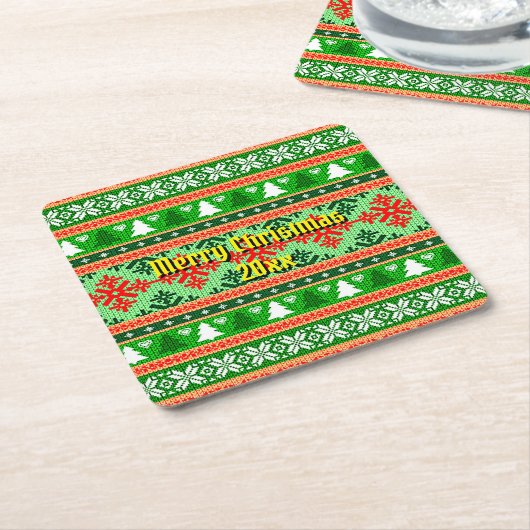 Frohe Weihnachten 20XX Hinzufügen Text Jahr Weihna Rechteckiger Pappuntersetzer (angewinkelt)