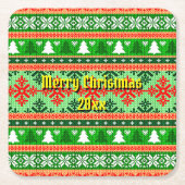 Frohe Weihnachten 20XX Hinzufügen Text Jahr Weihna Rechteckiger Pappuntersetzer (Vorderseite)