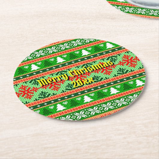 Frohe Weihnachten 20XX Hinzufügen Text Jahr Weihna Runder Pappuntersetzer (Angewinkelt)