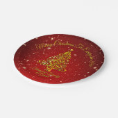 Frohe Weihnachten 20XX Red Gold Tree Stars 7" Pappteller (Schrägansicht)