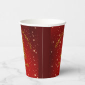 Frohe Weihnachten 20XX Red Gold Tree Stars 8oz Pappbecher (Rechts)