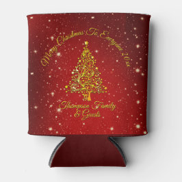 Frohe Weihnachten 20XX Red Gold Tree Stars Dosenkühler